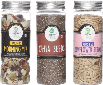 New Tree Trail Bites Morning Mix, Chia Seeds, Roasted Sunflower Seeds Set of 3 Assorted Nuts(500 g, Plastic Bottle)
New Tree Trail Bites Morning Mix, Chia Seeds, Roasted Sunflower Seeds Set of 3 Assorted Nuts(500 g, Plastic Bottle)