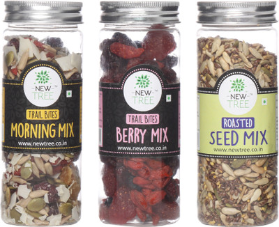 New Tree Trail Bites Morning Mix, Trail Bites Berry Mix, Roasted Seed Mix Set of 3 Assorted Nuts(470 g, Plastic Bottle)
New Tree Trail Bites Morning Mix, Trail Bites Berry Mix, Roasted Seed Mix Set of 3 Assorted Nuts(470 g, Plastic Bottle)