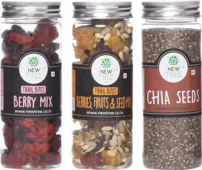 New Tree Trail Bites Berry Mix, Trail Berries,Fruits & Seed Mix, Chia Seeds Set of 3 Assorted Nuts(540 g, Plastic Bottle)
New Tree Trail Bites Berry Mix, Trail Berries,Fruits & Seed Mix, Chia Seeds Set of 3 Assorted Nuts(540 g, Plastic Bottle)