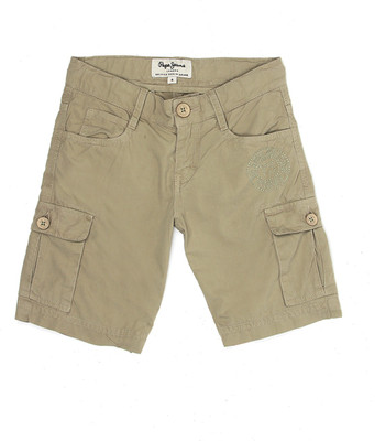 Pepe Jeans Short For Boys Casual Solid Cotton(Brown, Pack of 1