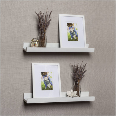 Qesyas Set of 2 Wall Shelf MDF Wall Shelf(Number of Shelves - 2, White)