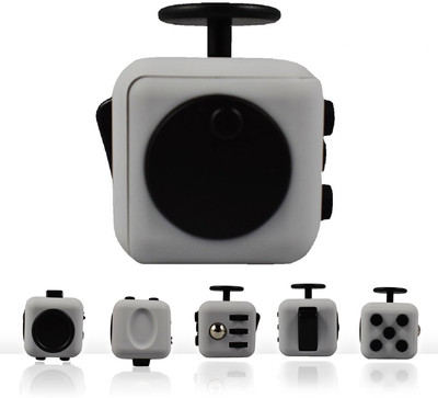 VibeX ™ Spinner Fidget Cube For Fidgeters Toy, Black(White)