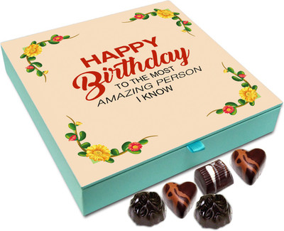 Chocholik Gift Box - Happy Birthday Amazing Person Chocolate Box - 9pc Truffles(108 g)
Chocholik Gift Box - Happy Birthday Amazing Person Chocolate Box - 9pc Truffles(108 g)