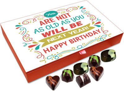 Chocholik Gift Box - You Are Not As Old As You Will Be Next Year Chocolate Box - 12pc Truffles(144 g)
Chocholik Gift Box - You Are Not As Old As You Will Be Next Year Chocolate Box - 12pc Truffles(144 g)