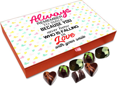 Chocholik Gift Box - Always Remember To Smile Chocolate Box - 12pc Truffles(144 g)
Chocholik Gift Box - Always Remember To Smile Chocolate Box - 12pc Truffles(144 g)