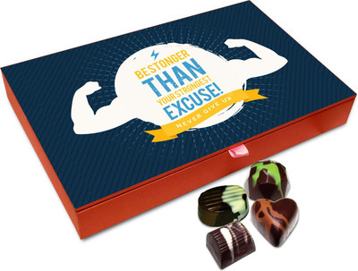 Chocholik Gift Box - Be Stronger Than Your Strongest Excuse Chocolate Box - 12pc Truffles(144 g)
Chocholik Gift Box - Be Stronger Than Your Strongest Excuse Chocolate Box - 12pc Truffles(144 g)