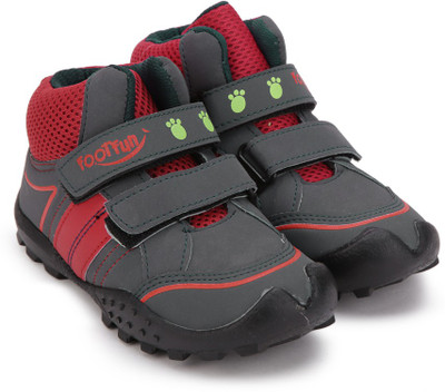 Footfun by Liberty Boys & Girls Velcro Moccasins(Grey, Red.grey