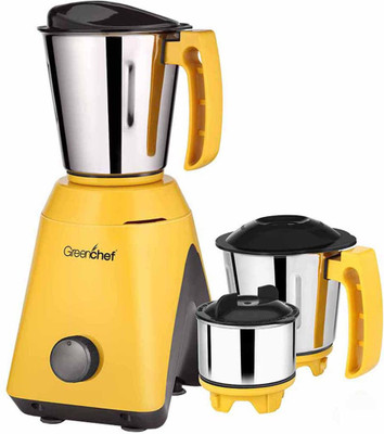 Greenchef Altum 600 W Mixer Grinder(Yellow, Grey, 3 Jars), Grey;yellow