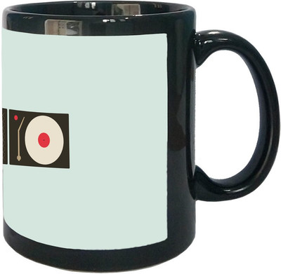 Arkist vinyl turntable wallpaper Black Ceramic Mug(340 ml), Multicolor