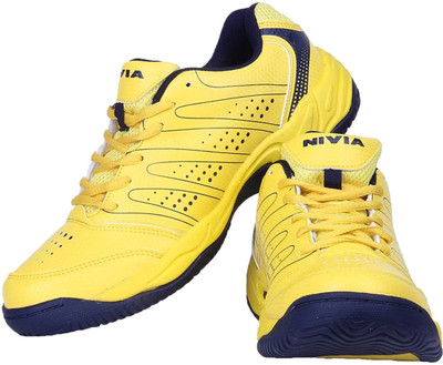 Nivia Zeal Court Tennis Shoes For Men(Yellow, Yellow & blue