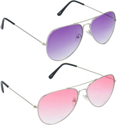 Hrinkar Aviator Sunglasses(Violet, Red