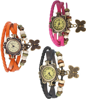 SATNAM FASHION Women Watch-Black orange pink-03 Watch - For Girls
