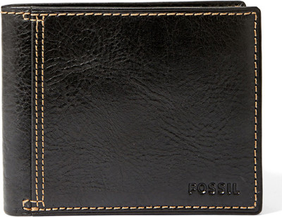 Fossil Men Black Genuine Leather Wallet(8 Card Slots)