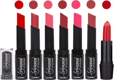 Lady Fashion Lipsticks Set - 7 Fashionable Colors/Long Lasting with Rythm Lip Color 04(Tametto Red, Hot Pink, Baby Pink, Redish Maroon, Magenta, Mauve) 
Lady Fashion Lipsticks Set - 7 Fashionable Colors/Long Lasting with Rythm Lip Color 04(Tametto Red, Hot Pink, Baby Pink, Redish Maroon, Magenta, Mauve)