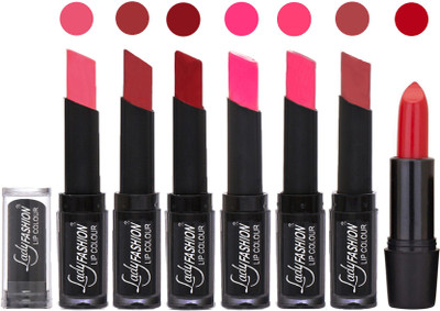 Lady Fashion Lipsticks Set - 7 Fashionable Colors/Long Lasting with Rythm Lip Color 40(Baby Pink, Redish Maroon, Red, Dark Pink, Magenta, Mauve)
Lady Fashion Lipsticks Set - 7 Fashionable Colors/Long Lasting with Rythm Lip Color 40(Baby Pink, Redish Maroon, Red, Dark Pink, Magenta, Mauve)