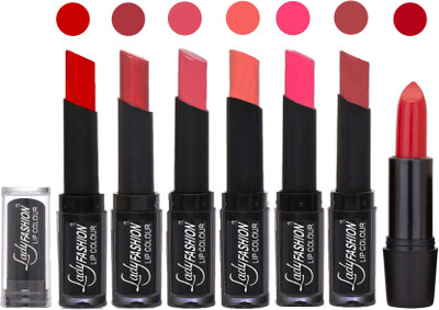 Lady Fashion Lipsticks Set - 7 Fashionable Colors/Long Lasting with Rythm Lip Color 15(Tametto Red, Hot Pink, Mauve, Peach, Magenta, Mauve)
Lady Fashion Lipsticks Set - 7 Fashionable Colors/Long Lasting with Rythm Lip Color 15(Tametto Red, Hot Pink, Mauve, Peach, Magenta, Mauve)