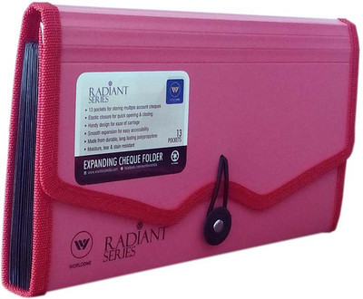 World One Polypropylene Expanding Cheque Folder(Set Of 1, Red)