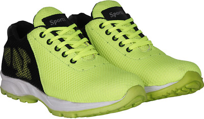 Knot n Lace Sports Running Shoes For Men(Green, Black