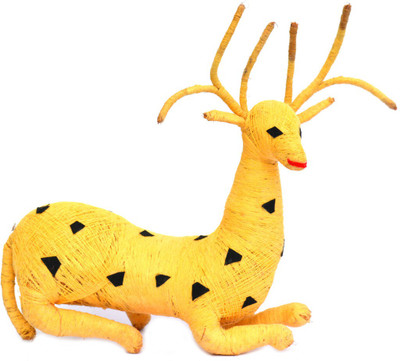 Art Godaam Hand made coir Deer Decorative Showpiece - 18 cm(Cotton, Yellow)