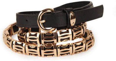 Crux & Hunter Women Black Artificial Leather Belt
