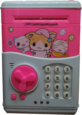 HALO NATION Pokemon Anti theft Money Safe ATM Smart Electronic Lock Piggy Bank for Coin/Note Safe Coin Bank(Pink)