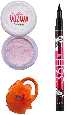 VOZWA Light Copper Shimmer Powder, Pen Eyeliner and band.(Set of 3)