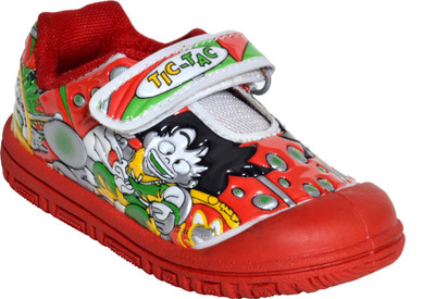 Skydo Boys Velcro Walking Shoes(Red