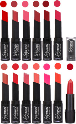Lady Fashion Cosmetics Combo of 13 Lipsticks Set in Wholesale Rate 003(Tametto Red, Hot Pink, Baby Pink, Redish Maroon, Nude, Orange, Mauve, Peach, Red, Dark Pink, Dark Magenta, Hot Orange)
Lady Fashion Cosmetics Combo of 13 Lipsticks Set in Wholesale Rate 003(Tametto Red, Hot Pink, Baby Pink, Redish Maroon, Nude, Orange, Mauve, Peach, Red, Dark Pink, Dark Magenta, Hot Orange)
