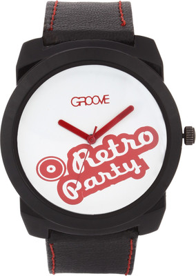 Groove Vetran Black Colour Watch - For Men