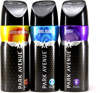 Park Avenue Cool Blue, Storm and Good Morning Combo Offer Deodorant Spray - For Men(450 ml, Pack of 3)
Park Avenue Cool Blue, Storm and Good Morning Combo Offer Deodorant Spray - For Men(450 ml, Pack of 3)