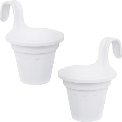 Wonderland Railing bucket Plant Container Set(Pack of 2, Plastic)