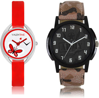 LOREM WAT-W06-0003-W07-0004-COMBOLOREMBlack::White Designer Stylish Shape Best Offer Combo Couple Watch - For Men & Women