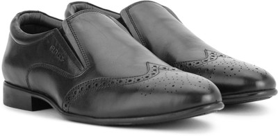 Lee Cooper Leather Slip On Shoes For Men(Black