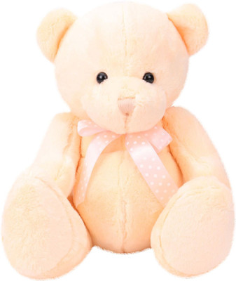 Starwalk Bear Plush With Polka Dotted Bow Light Orange Colour 25 cm - 25 cm(Multicolor)