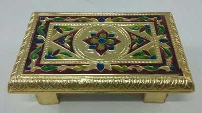 RAG Aluminium golden Meenakari patla / puja item / RAG - 4"x6" golden mina patli Wooden Pooja Chowki(Multicolor, Pack of 01)
RAG Aluminium golden Meenakari patla / puja item / RAG - 4"x6" golden mina patli Wooden Pooja Chowki(Multicolor, Pack of 01)