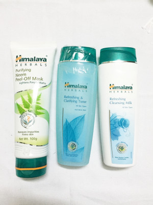 Himalaya Purifying Neem Peel Off Mask, Refreshing & Clarifying Toner, Refreshing Cleansing Milk(Set of)