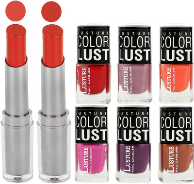 Ramble Lipstick and Nail Polish combo Gift Pack(Set of 8)