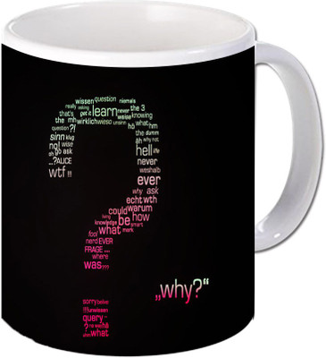 Maison N Mode Why Text Coffee Ceramic Mug(330 ml), Multicolor