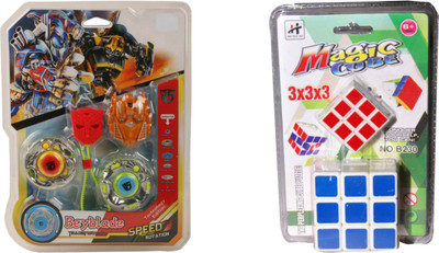 GUBBAREY Combo offer: Transformer beyblade and Magic cube Stickerless(2 Pieces)