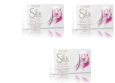 Oriflame Silk Beauty White Glow Soap Bar(300 g, Pack of 3)