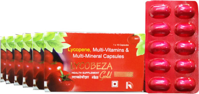 Lycobeza Gold Multivitamins For Adults 40+ & 50+ Age | Lycopene + Antioxidants + Lactic Acid Bacillus + Vitamins & Minerals Capsules(60 No)
Lycobeza Gold Multivitamins For Adults 40+ & 50+ Age | Lycopene + Antioxidants + Lactic Acid Bacillus + Vitamins & Minerals Capsules(60 No)