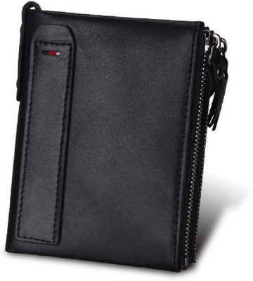 SPL Men Black Genuine Leather Wallet(6 Card Slots)