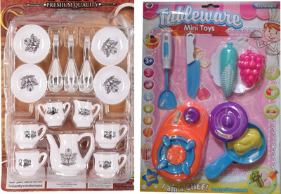 SS Traders 19 Peices Kids Kitchen Hold Items with beautiful Cupset