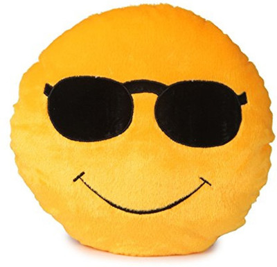 V Moda™ Cute Yellow sofa Cool Dude Smiley Pillow Cushion Stuffed Soft Plush Toy Soft Toy - 33 cm(Yellow)