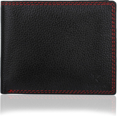 K London Men Black Genuine Leather Wallet(7 Card Slots)