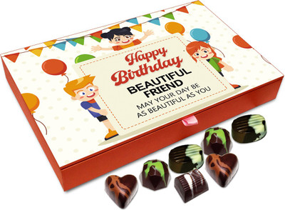 Chocholik Gift Box - Happy Birthday Beautiful Friend Chocolate Box - 12pc Truffles(144 g)
Chocholik Gift Box - Happy Birthday Beautiful Friend Chocolate Box - 12pc Truffles(144 g)