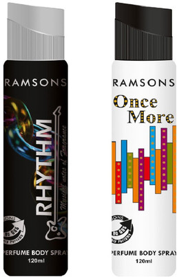 Ramsons Rhythm Black and Once More No Gas Perfume Body Spray Combo Pack of 2 Perfume Body Spray - For Men & Women(240 ml, Pack of 2)
Ramsons Rhythm Black and Once More No Gas Perfume Body Spray Combo Pack of 2 Perfume Body Spray - For Men & Women(240 ml, Pack of 2)