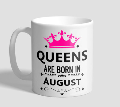 The Mugs Queen August Ceramic Mug(330 ml), White