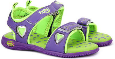 Footfun by Liberty Girls Velcro Strappy Sandals(Purple