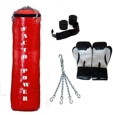 FACTO POWER 7.0 Feet Long, SRF - HEAVY Material, RED Color, Unfilled with Hanging Chain with 9 Feet Long Black Color Hand Wraps Pair & Boxing Gloves Pair Boxing Kit
FACTO POWER 7.0 Feet Long, SRF - HEAVY Material, RED Color, Unfilled with Hanging Chain with 9 Feet Long Black Color Hand Wraps Pair & Boxing Gloves Pair Boxing Kit